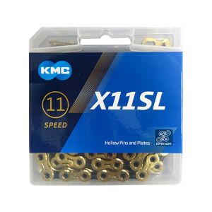 KMC Chaîne de vélo X11SL (118 maillons | or / noir)